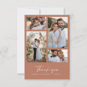 Wedding modern minimal photo thank you terracotta invitation
