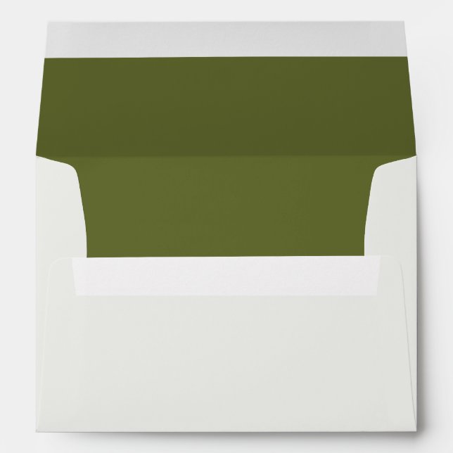 Wedding Modern Minimalist Neutral Cream & Olive Envelope (Back (Bottom))