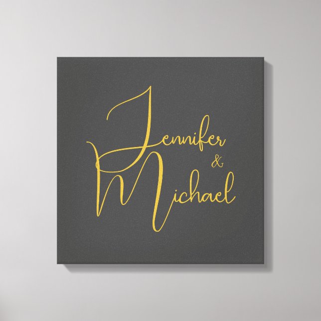 Wedding Modern Minimalist Plain Calligraphy Name Canvas Print (Front)