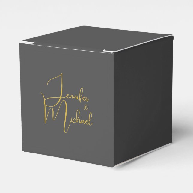 Wedding Modern Minimalist Plain Calligraphy Name Favor Box (Front Side)