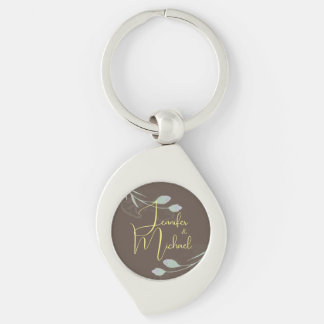 Wedding Modern Minimalist Plain Calligraphy Name Keychain