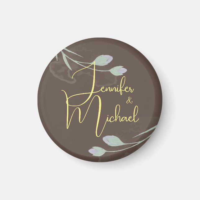 Wedding Modern Minimalist Plain Calligraphy Name Magnet (Front)