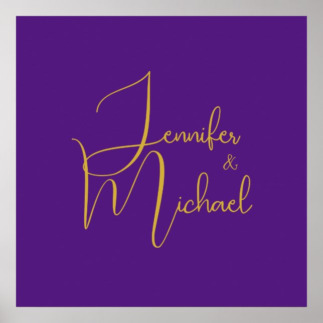 Wedding Modern Minimalist Plain Calligraphy Name Poster (Front)