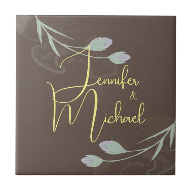 Wedding Modern Minimalist Plain Calligraphy Name Tile (Front)