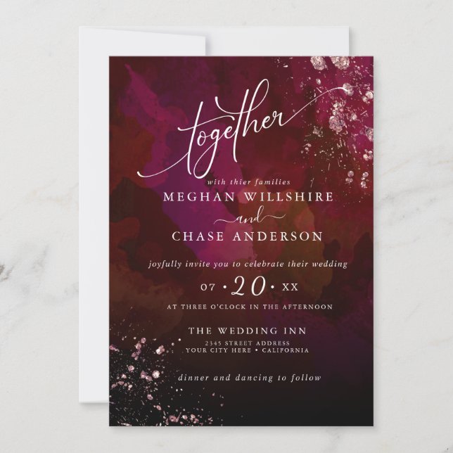 WEDDING | Modern Moody Ruby Red Gemstone Jaspé (Front)