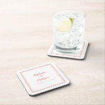 Wedding Modern Newlywed Minimalist Coaster<br><div class="desc">Simple, minimalist and chic Wedding coaster features a modern design with a double framed border in trendy coral on a crisp white background. This modern simple design provides timeless, classic sophistication. Personalize names of couple and event date in elegant coral lettering and script. These are a perfect keepsake for your...</div>