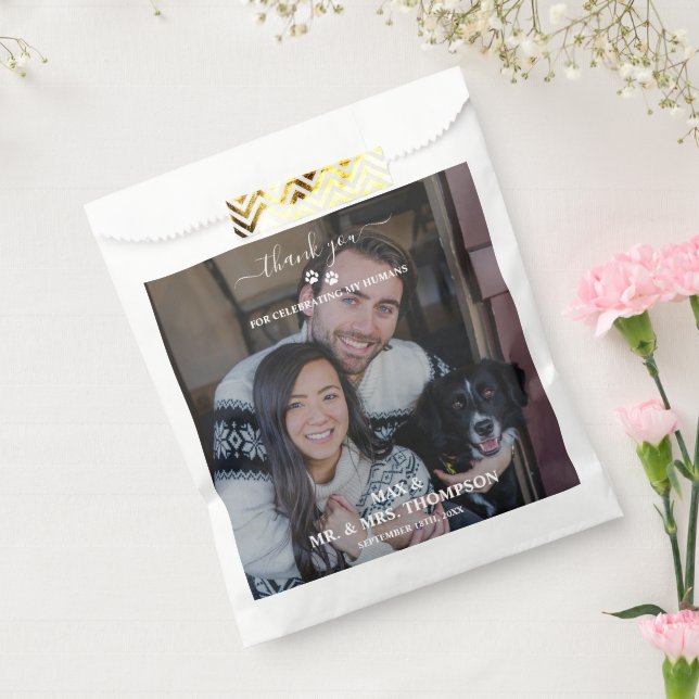 Wedding Modern Photo Couple Pet Dog My Humans  Favour Bag (Sealed)