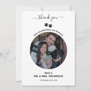 Wedding Modern Photo Couple Pet Dog My Humans  Thank You Card
