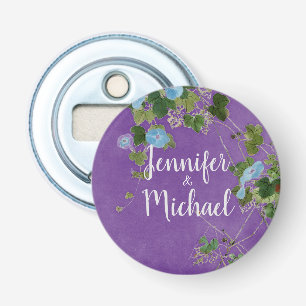 Wedding Modern Plain Calligraphy Name Floral Bottle Opener