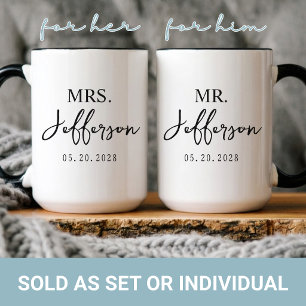 Wedding   Modern Script Mr & Mrs Newlyweds Custom Mug