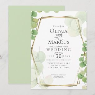 WEDDING Modern Springtime Eucalyptus Invitation