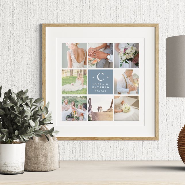 Wedding Monogram 8 Photo Collage Poster (Creator Uploaded)