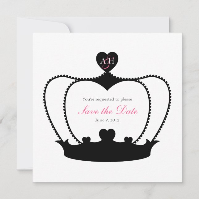 Wedding Monogram B&W Save the Date Announcement (Front)
