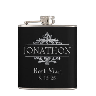 Wedding Monogram Best Man Dated Groomsmen Flask