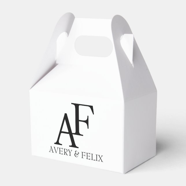 Wedding Monogram Black and White Elegant Guest Favor Box (Front Side)