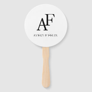 Wedding Monogram Black and White Elegant Guest Hand Fan