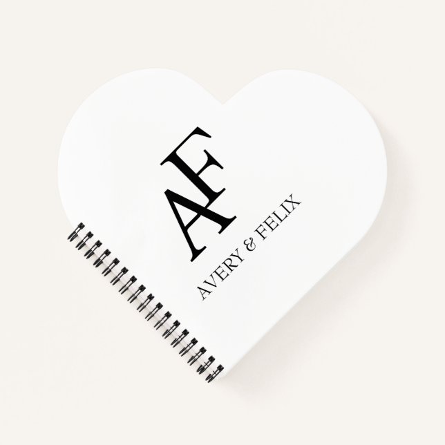 Wedding Monogram Black and White Elegant Guest Notebook (Front)