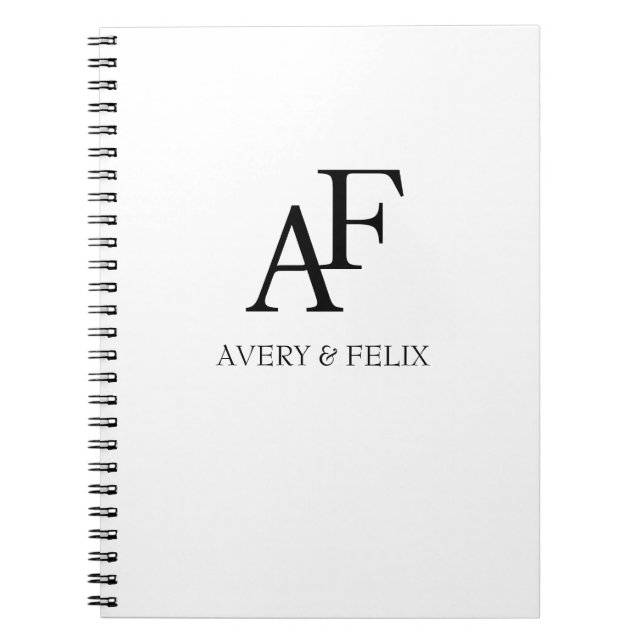 Wedding Monogram Black and White Elegant Guest Notebook (Front)