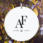 Wedding Monogram Black and White Elegant Simple Wind Chime<br><div class="desc">A simple wedding monogram design with classic traditional typography in black on white in an elegant style. The text can be easily be customized with your names for the perfectly personalized design!</div>
