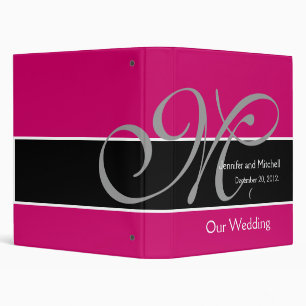 Wedding Monogram Black Fuchsia Planner Keepsake Binder