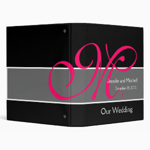 Wedding Monogram Black Fuchsia Planner Keepsake Binder