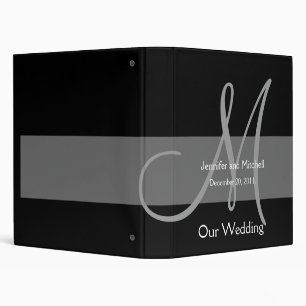 Wedding Monogram Black Grey Planner Photo Binder