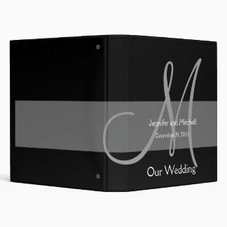 Wedding Monogram Black Grey Planner Photo Binder