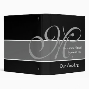 Wedding Monogram Black Planner Keepsake Binder