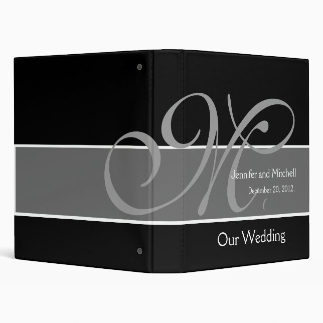 Wedding Monogram Black Planner Keepsake Binder (Background)