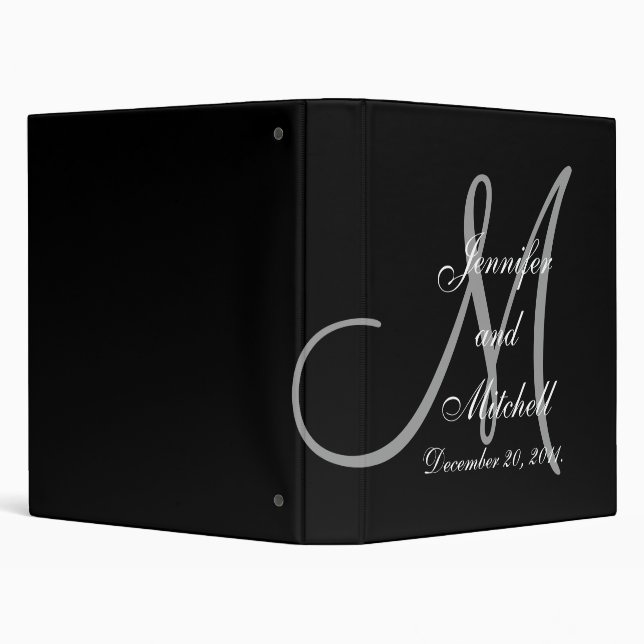 Wedding Monogram Black Planner Keepsake Binder (Background)