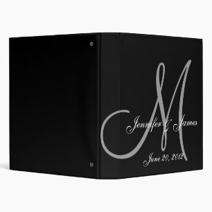 Wedding Monogram Black Planner Keepsake Binder