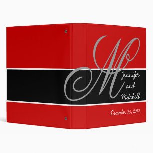 Wedding Monogram Black Red Planner Keepsake Binder