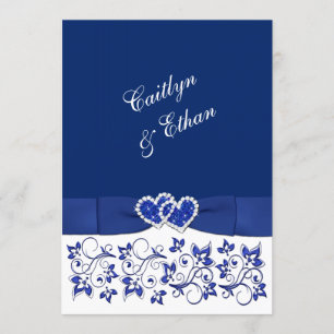 Wedding   Monogram   Blue and White   Floral Invitation