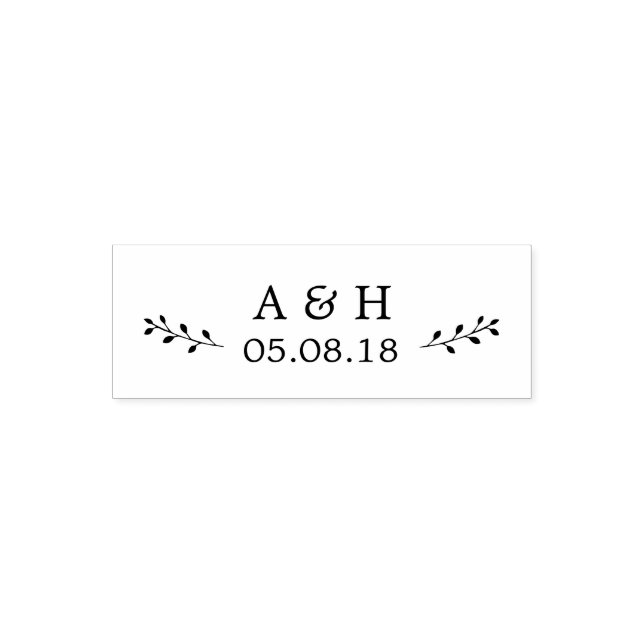 Wedding Monogram Botanical Self Inking Stamp (Design)