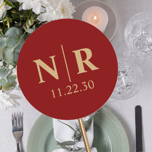 Wedding Monogram Bride And Groom Initials Classic Round Sticker