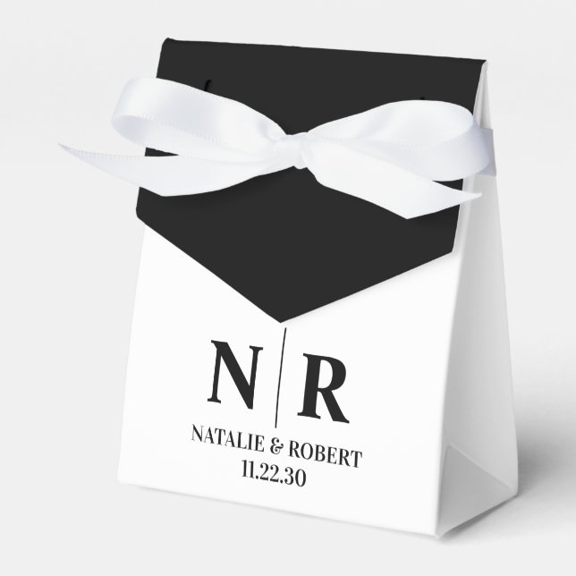 Wedding Monogram Bride And Groom Initials Elegant Favor Box (Front Side)