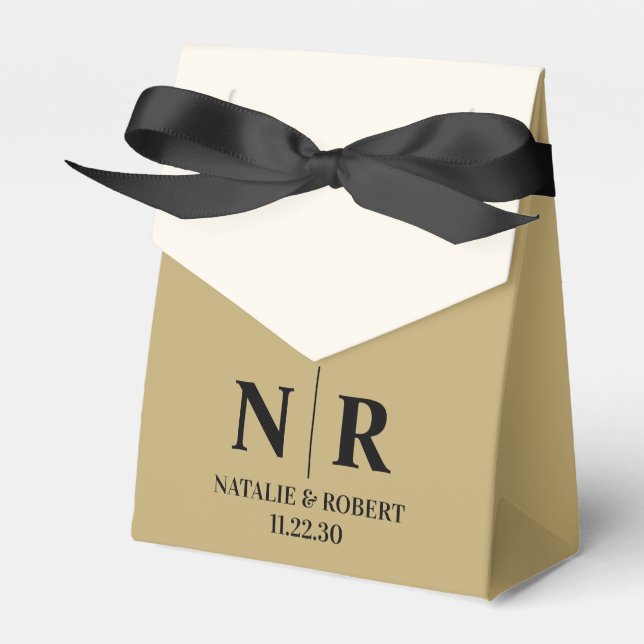 Wedding Monogram Bride And Groom Initials Elegant Favor Box (Front Side)