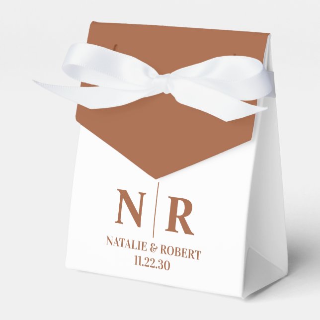 Wedding Monogram Bride And Groom Initials Elegant Favor Box (Front Side)