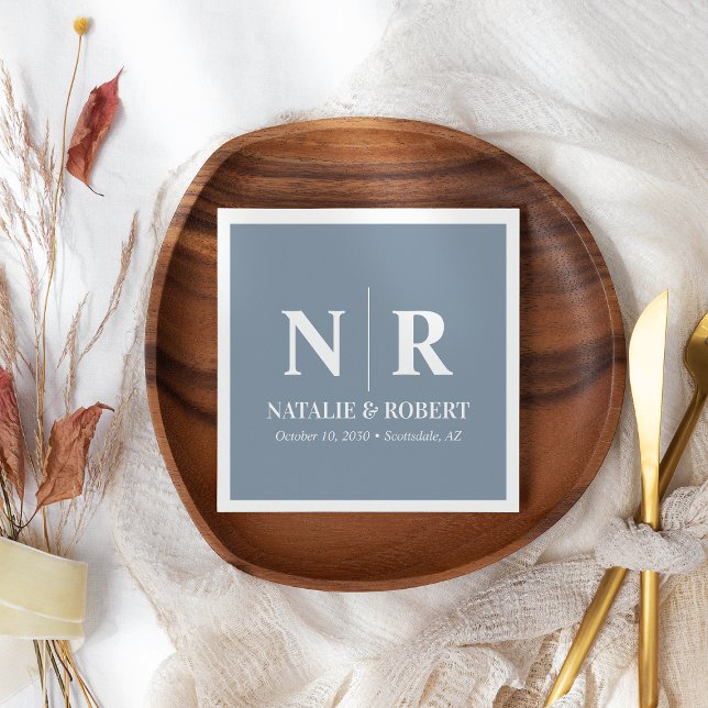 Wedding Monogram Bride And Groom Initials Elegant Napkin (Creator Uploaded)