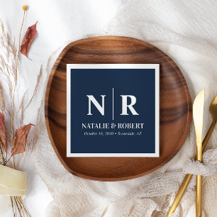 Wedding Monogram Bride And Groom Initials Elegant Napkin