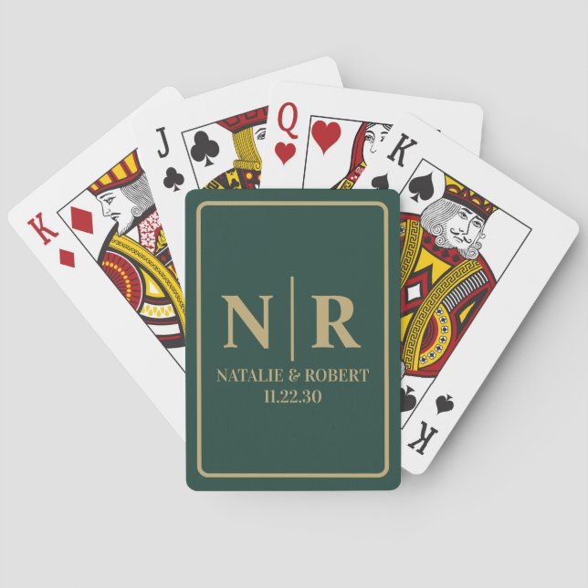Wedding Monogram Bride And Groom Initials Playing Cards (Back)