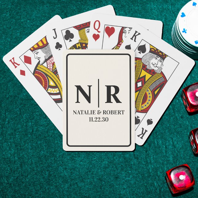 Wedding Monogram Bride And Groom Initials Playing Cards (Creator Uploaded)