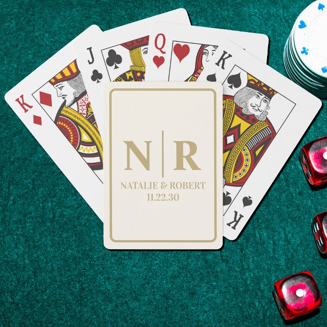 Wedding Monogram Bride And Groom Initials Playing Cards (Creator Uploaded)