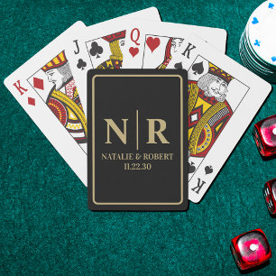 Wedding Monogram Bride And Groom Initials Playing Cards