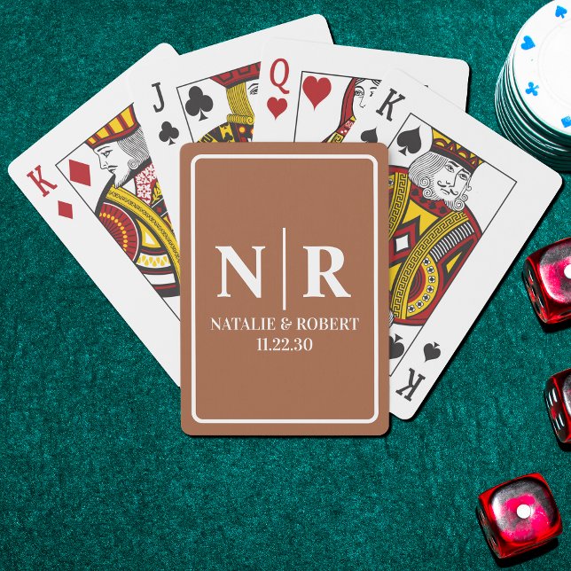 Wedding Monogram Bride And Groom Initials Playing Cards (Creator Uploaded)