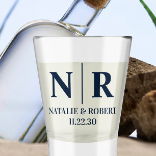 Wedding Monogram Bride And Groom Initials Shot Glass