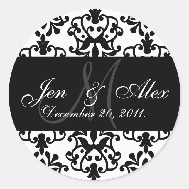 Wedding Monogram Bride Groom Date Paisley Seal (Front)