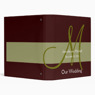 Wedding Monogram Brown Green Planner Photo Binder