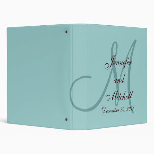 Wedding Monogram Chocolate Blue Planner Keepsake Binder