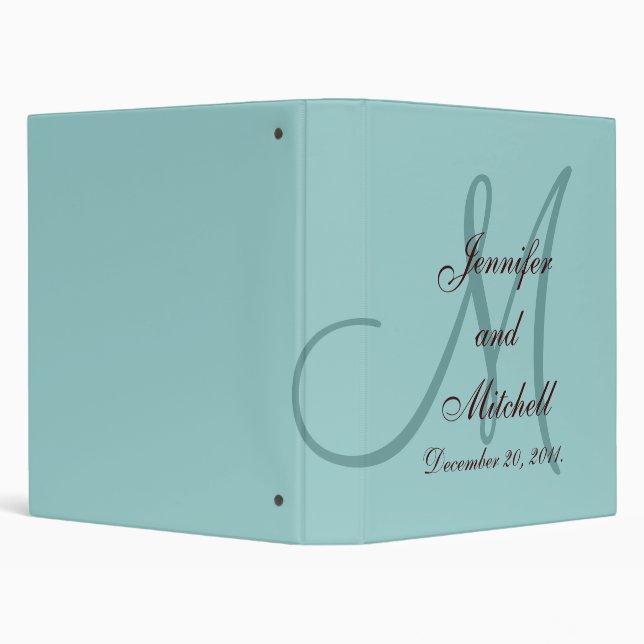 Wedding Monogram Chocolate Blue Planner Keepsake Binder (Background)